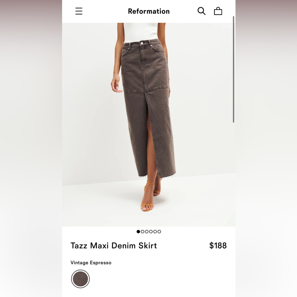 NWT Reformation Tazz Maxi Denim Skirt in chocolate